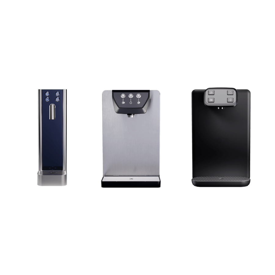EcoPure Waters commercial filtration system with hot, chilled still and sparkling water dispense